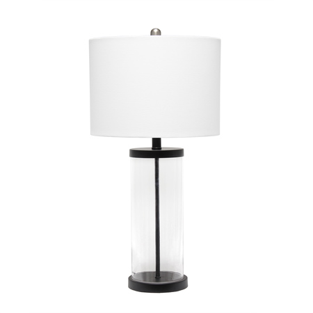 LALIA HOME Entrapped Glass Table Lamp with White Fabric Shade, black LHT-5009-BK